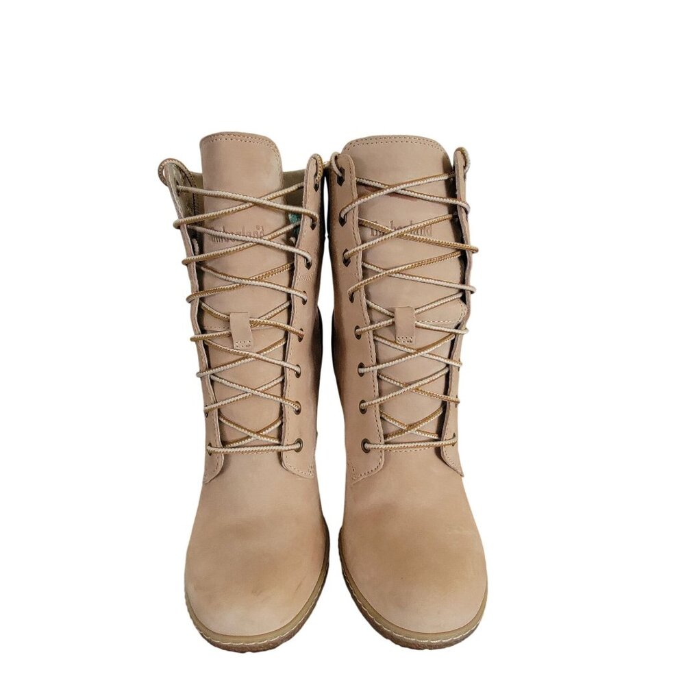 Timberland Womens Heeled Lace-Up Boots Tan Leather - Picture 2 of 11